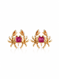 Arete cangrejo de rubí en oro 14k