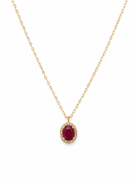 Gargantilla de rubí con halo de diamantes en oro 14k