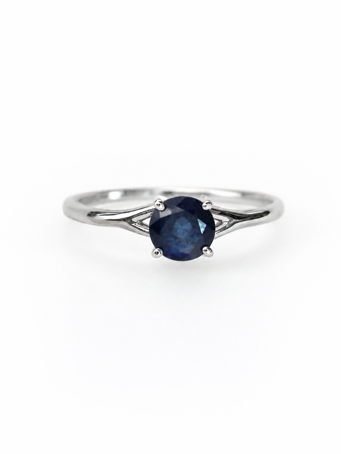 Anillo de zafiro brillante en oro blanco 14k