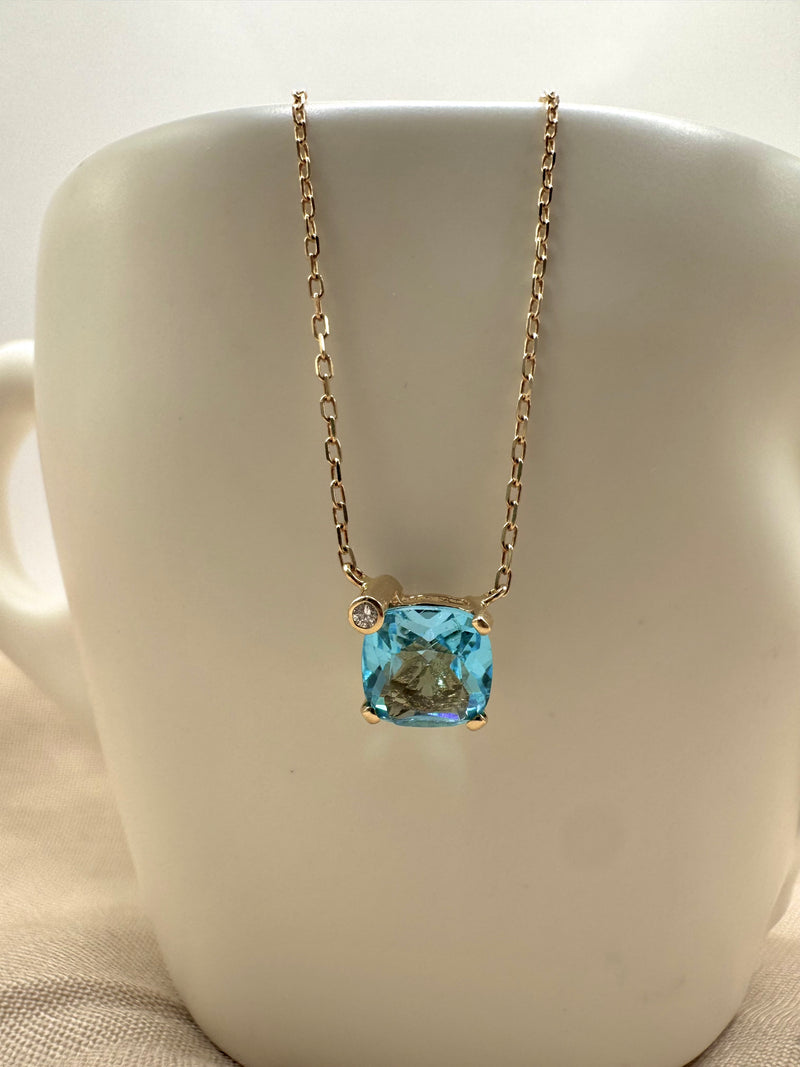 Gargantilla Topacio con diamante oro 14k