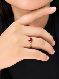 Anillo de rubi en gota oro 14k