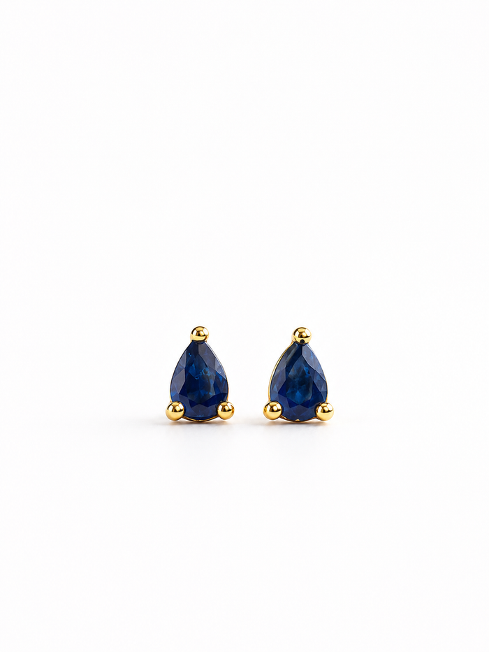 Arete mini gota de zafiro en oro 10k