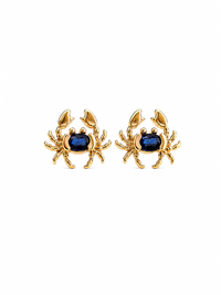 Arete cangrejo zafiro en oro 14k