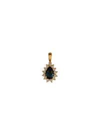 Dije de zafiro con halo de diamante en oro de 14k