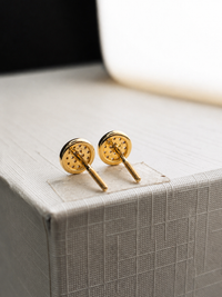 Aretes circular de diamantes en oro 10k