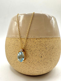 Gargantilla aguamarina con diamante oro 14k