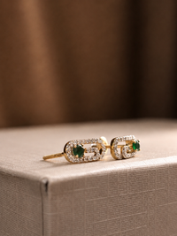 Aretes de esmeralda y diamantes naturales en oro 10k