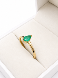 Anillo Gota de esmeralda en oro 14k