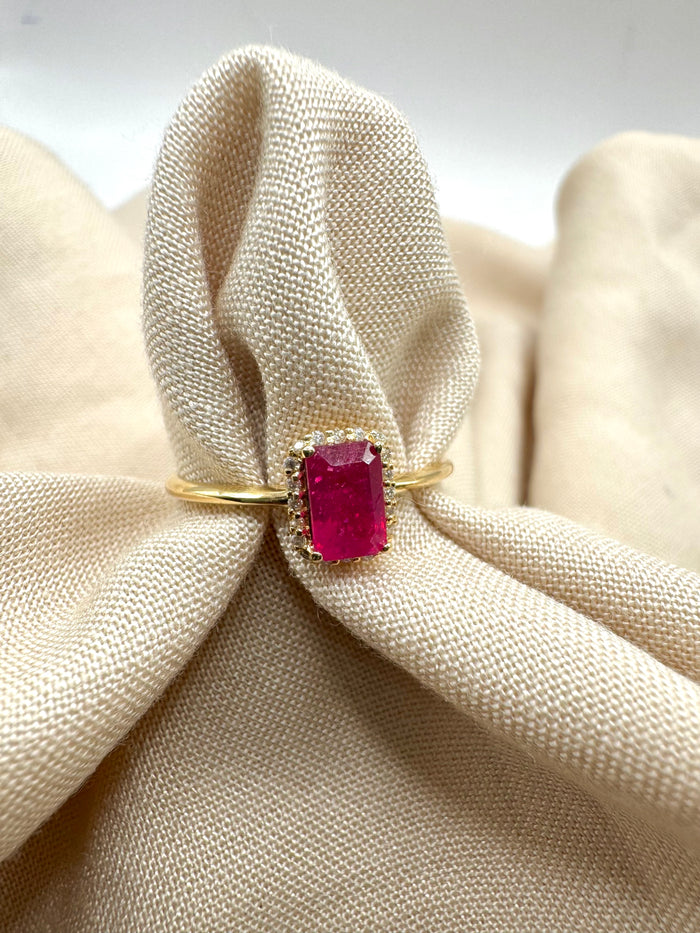 Anillo oro rubí oro 14k