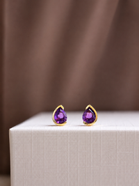Arete mini gota medio biselado en oro 14k