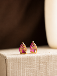 Arete gota de rubí en oro 14k