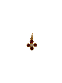 Dije de flor con rubí y diamante en oro de 14k
