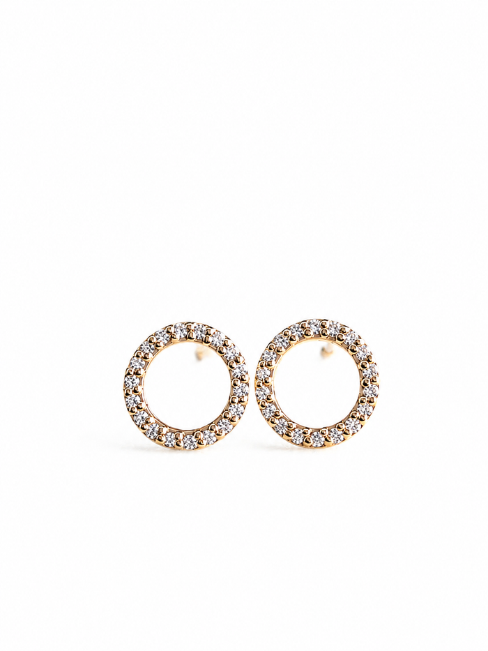 Aretes silueta de diamantes naturales en oro 14k