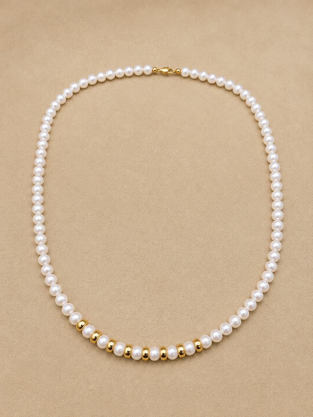 Collar de perla con broche oro 10k y bolitas gold filled