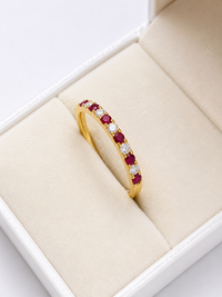 Anillo churumbella rubi y diamantes en oro 14k