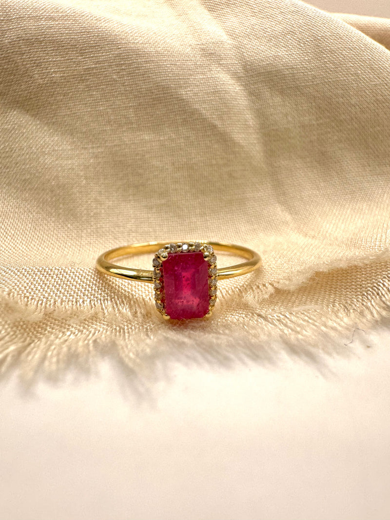 Anillo oro rubí oro 14k