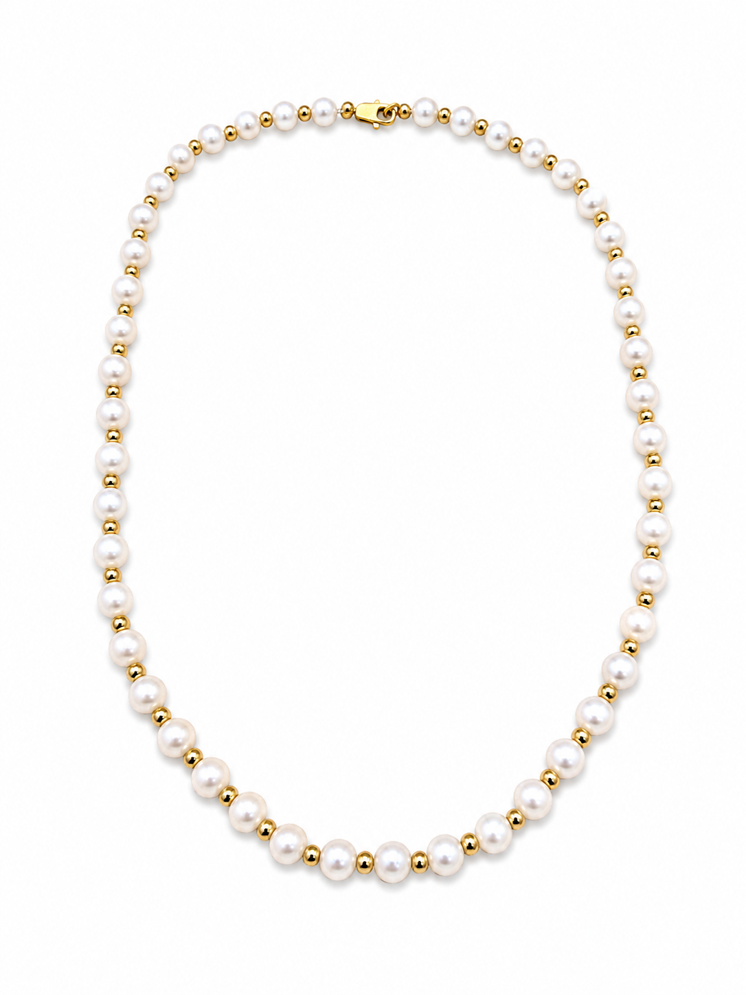 Collar de perla natural con broche oro 10k y bolitas gold filled