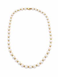 Collar de perla natural con broche oro 10k y bolitas gold filled