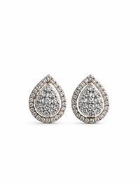 Aretes gota de diamantes naturales en oro 10k