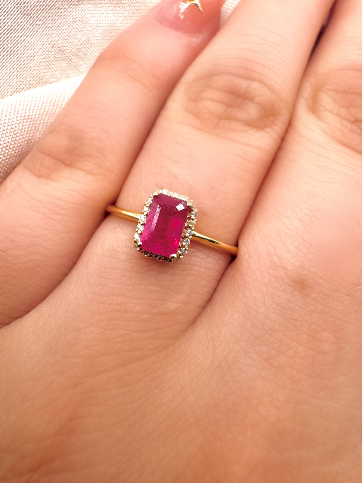 Anillo oro rubí oro 14k