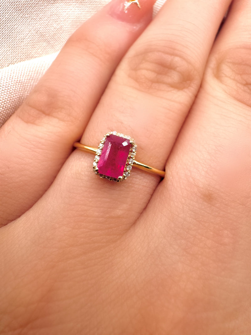 Anillo oro rubí oro 14k