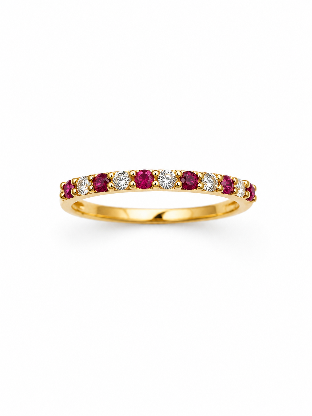 Anillo churumbella rubi y diamantes en oro 14k