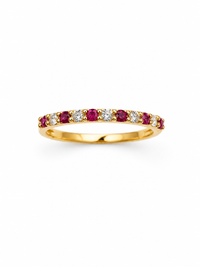 Anillo churumbella rubi y diamantes en oro 14k