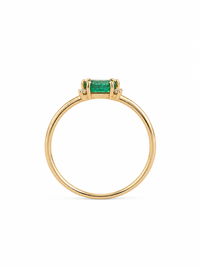 Anillo de esmeralda con 4 mini diamantes naturales en oro 14k