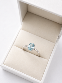 Anillo aguamarina oval en oro 14k