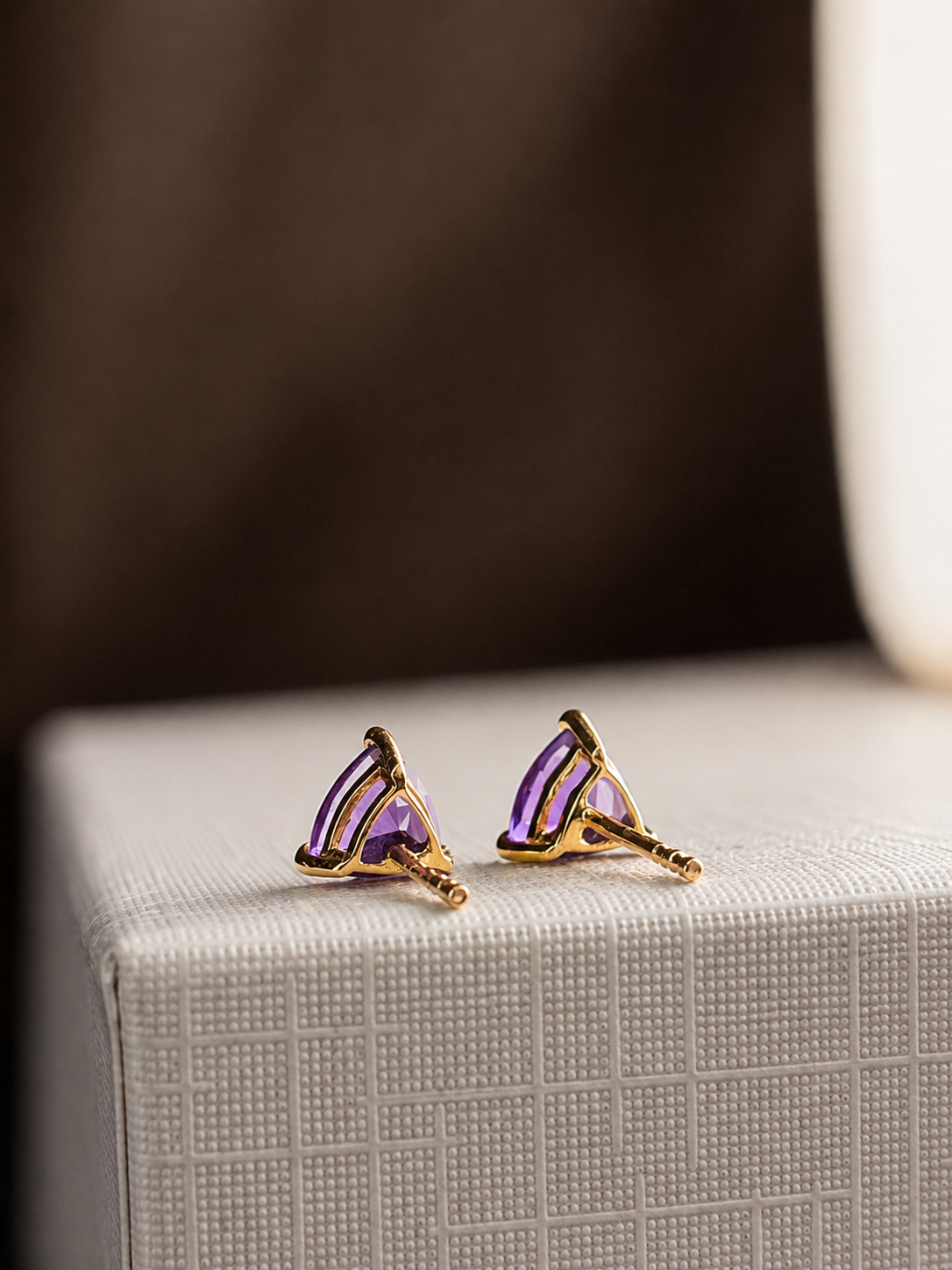 Arete de amatista en oro 14k