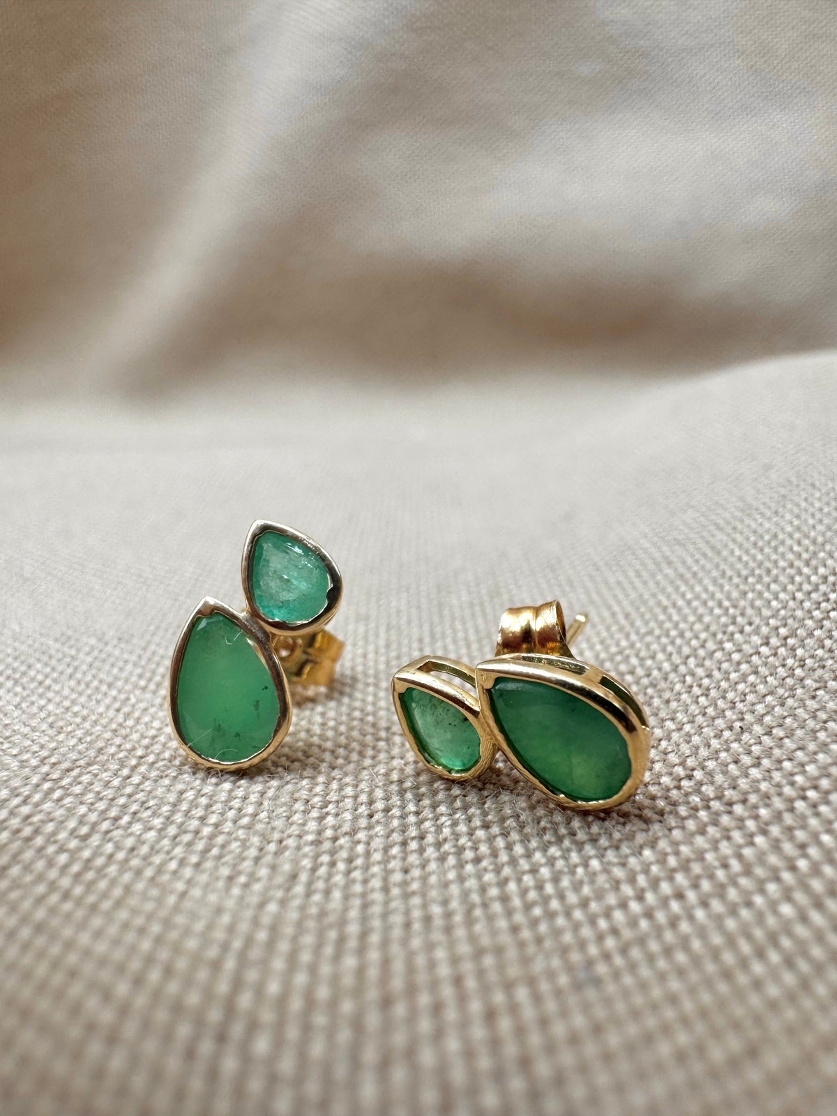 Arete de 2 gotas Esmeralda