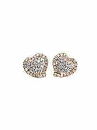 Arete de corazón con diamantes naturales en oro 10k