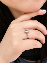 Anillo aguamarina oval en oro 14k