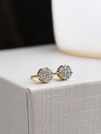 Aretes de diamantes naturales en oro 10k