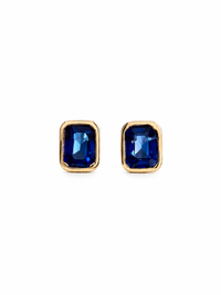 Arete mini zafiro biselado en oro 14k