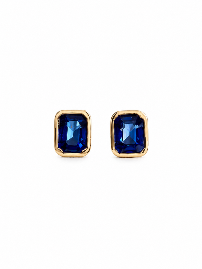 Arete mini zafiro biselado en oro 14k