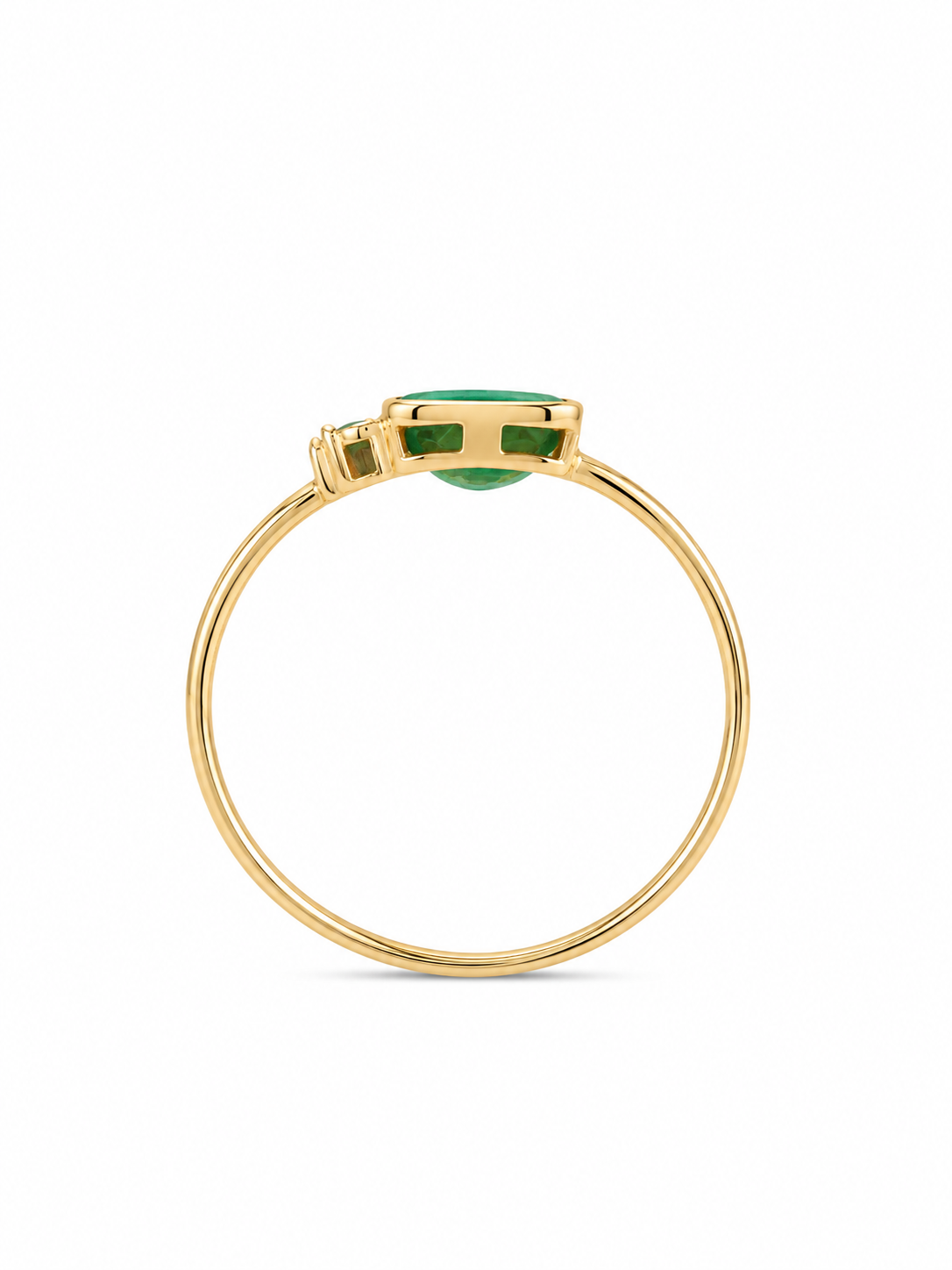 Anillo de esmeralda mini con diamantes naturales en oro 14k