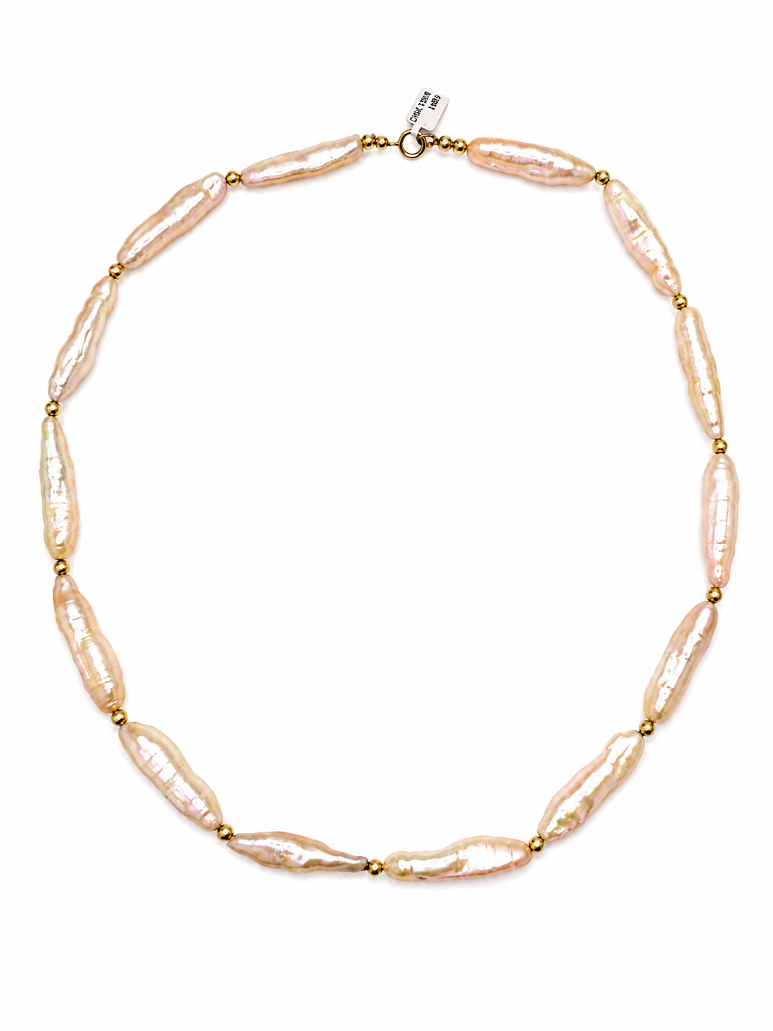Collar de perla rosa con broche oro 10k