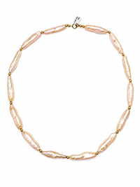Collar de perla rosa con broche oro 10k