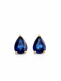Arete de gota zafiro en oro 14k