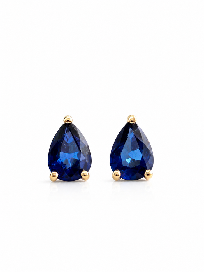 Arete de gota zafiro en oro 14k