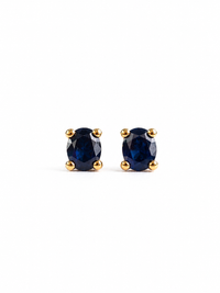 Arete oval zafiro natural en oro 10k
