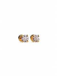 Aretes mini diamante natural en oro 14k