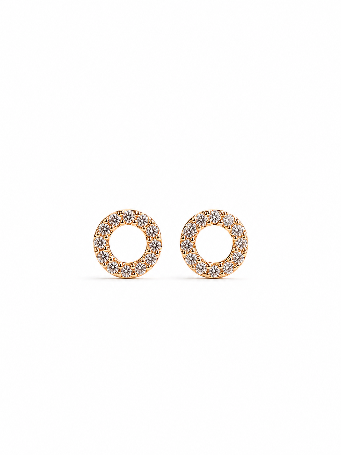 Arete de silueta con diamantes naturales en oro 14k