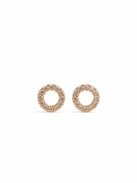 Arete de silueta con diamantes naturales en oro 14k