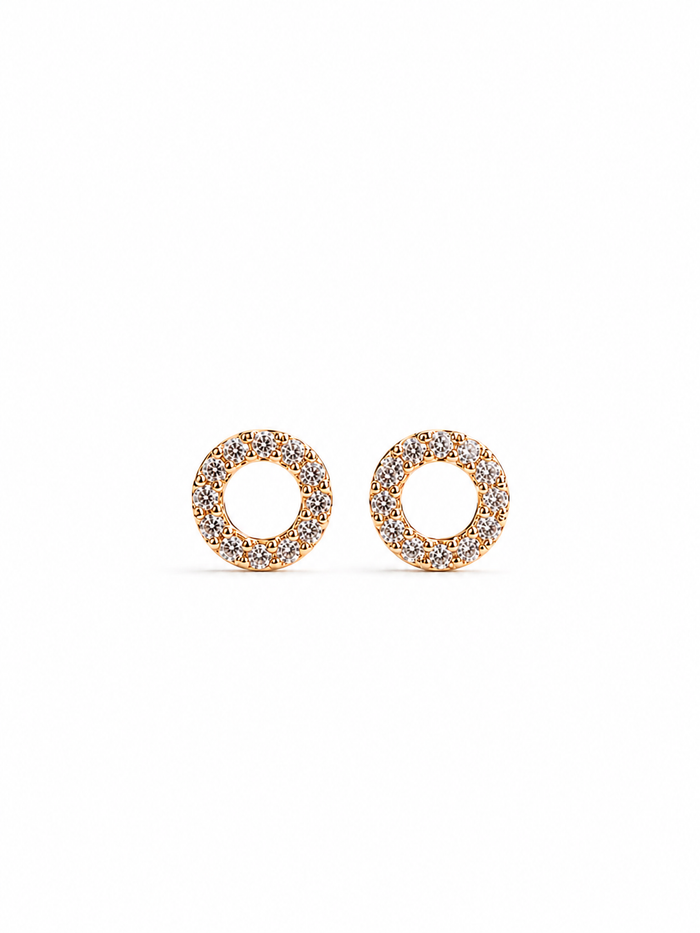 Arete de silueta con diamantes naturales en oro 14k