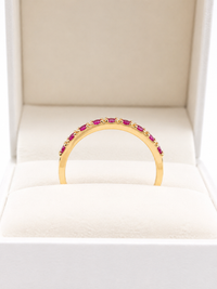 Anillo churumbella rubi y diamantes en oro 14k