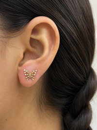 Aretes de mariposa con diamantes naturales en oro 14k