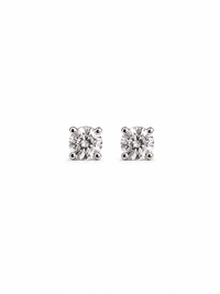 Aretes mini diamante natural en oro blanco 14k