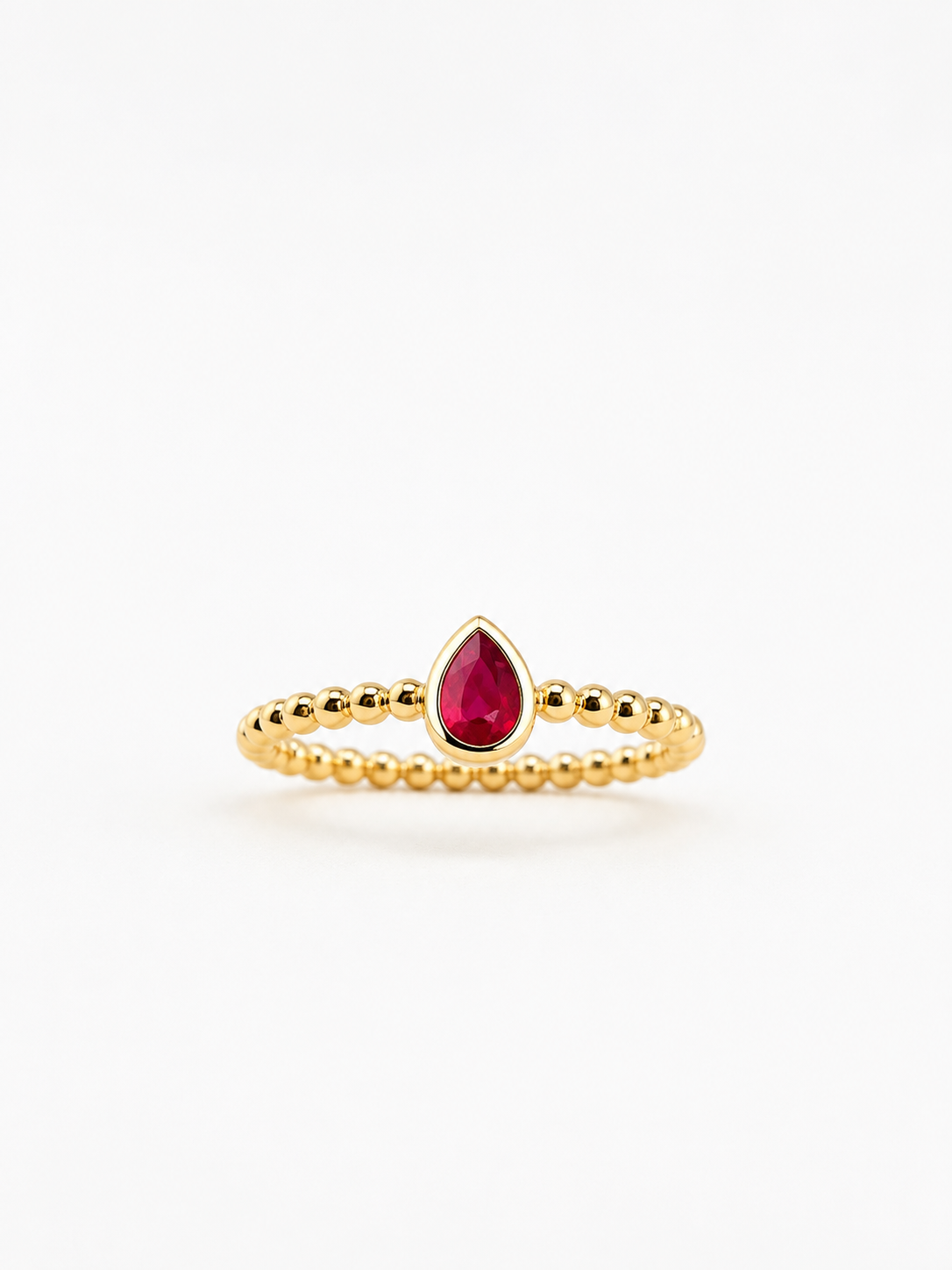 Anillo de rubi en gota oro 14k